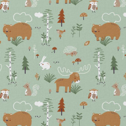 Printed Cotton CANADA Almond / Forest Multicolored